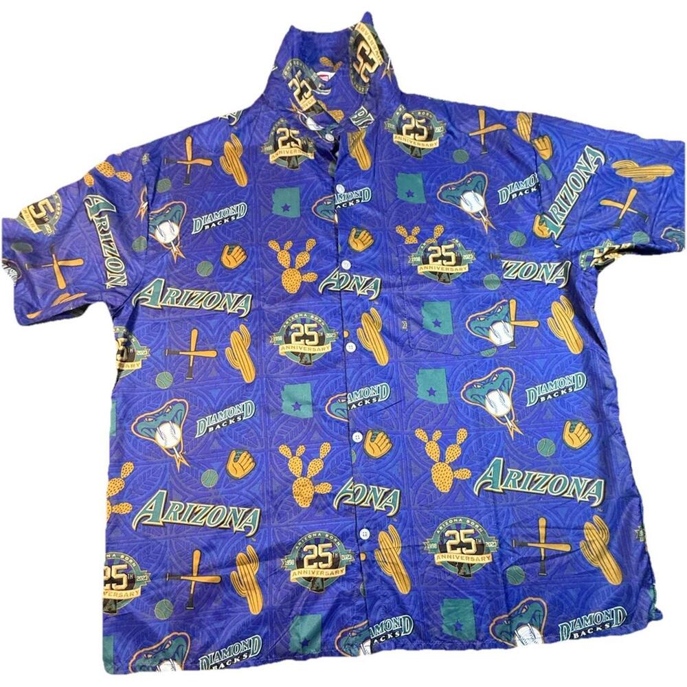 MLB Arizona Diamondbacks Hawaiian Shirt XL Purple Button Down Promo Budweiser